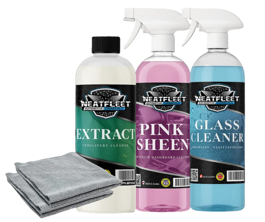 Neat Fleet Interior Car Cleaning Kit – Glass Cleaner, Dashboard Polish & Upholstery Cleaner Bundle - Neatfleet Car Care UK
