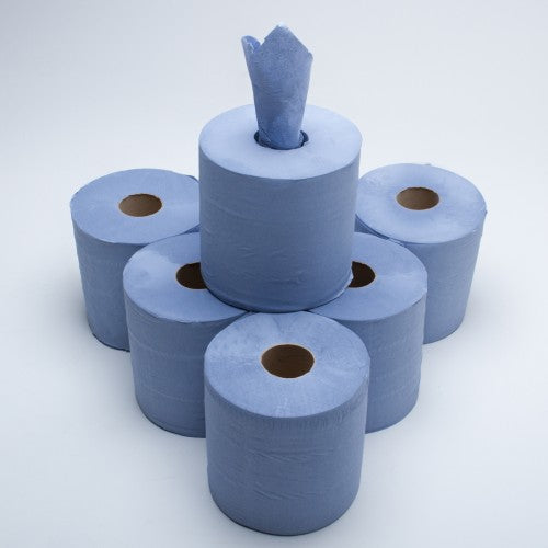 Blue 2 Ply Centrefeed Roll – Industrial Cleaning Paper Towel Roll (Case of 6)